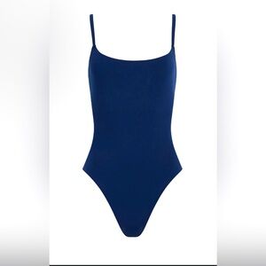 Elegant Navy Blue One-Piece Swimsuit